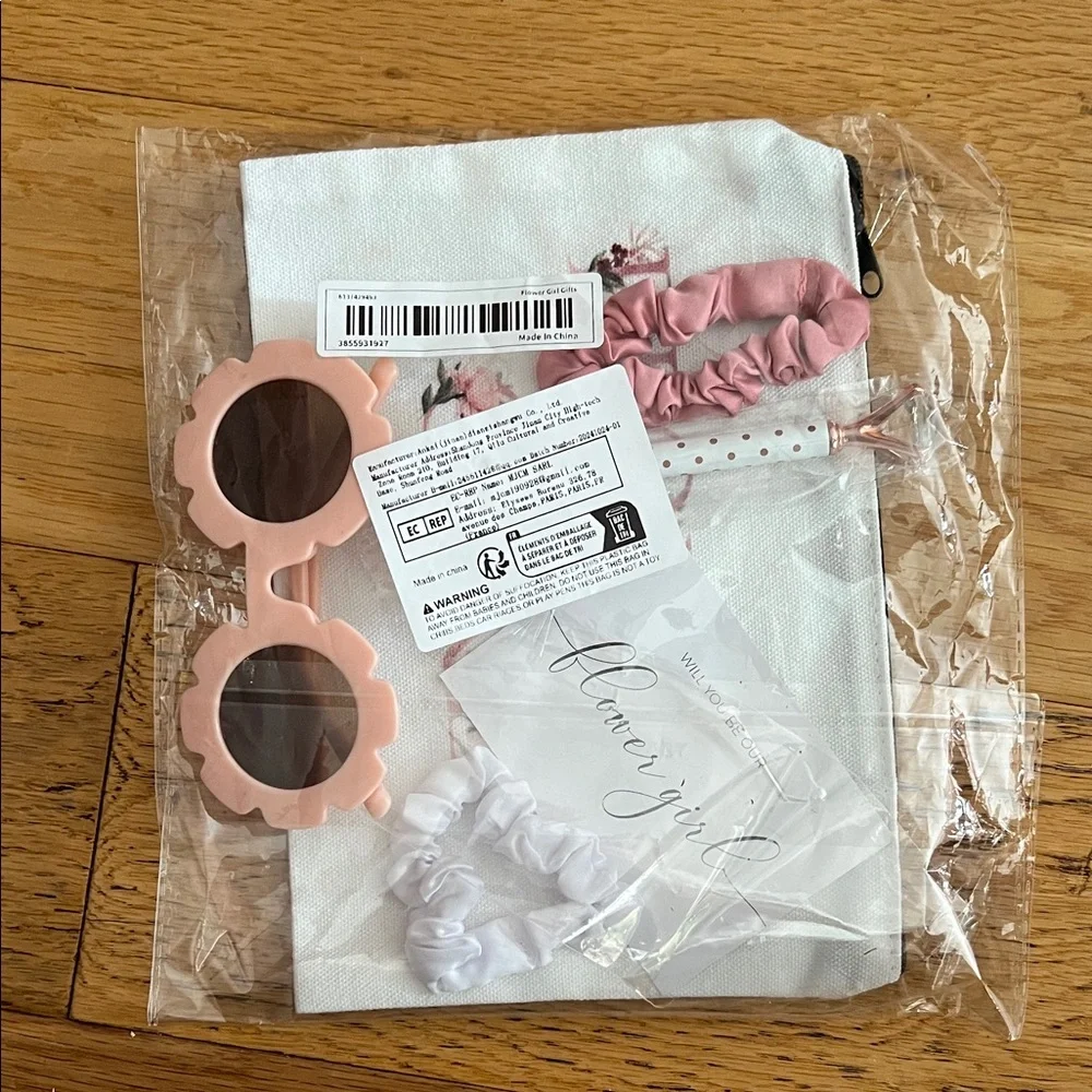 NWT - Will you be our flower girl?  Hair Accessories, pen, sunglasses & clutch